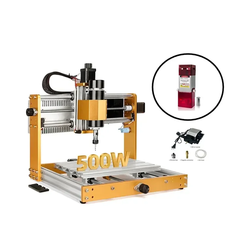 Industrial Small Engraving Machinery 3d Photo Crystal 2 in 1 500w Spindle Cnc Wood Route Laser  Engraving Machine