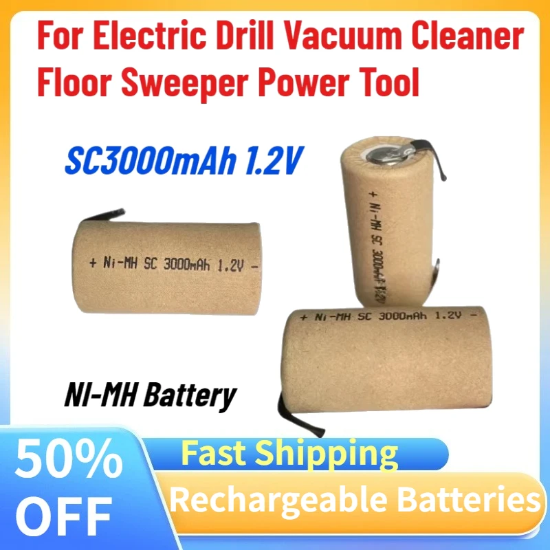 High-Capacity SC3000mAh 1.2V NI-MH Battery for Electric Drill Vacuum Cleaner Floor Sweeper Power Tool Rechargeable Battery