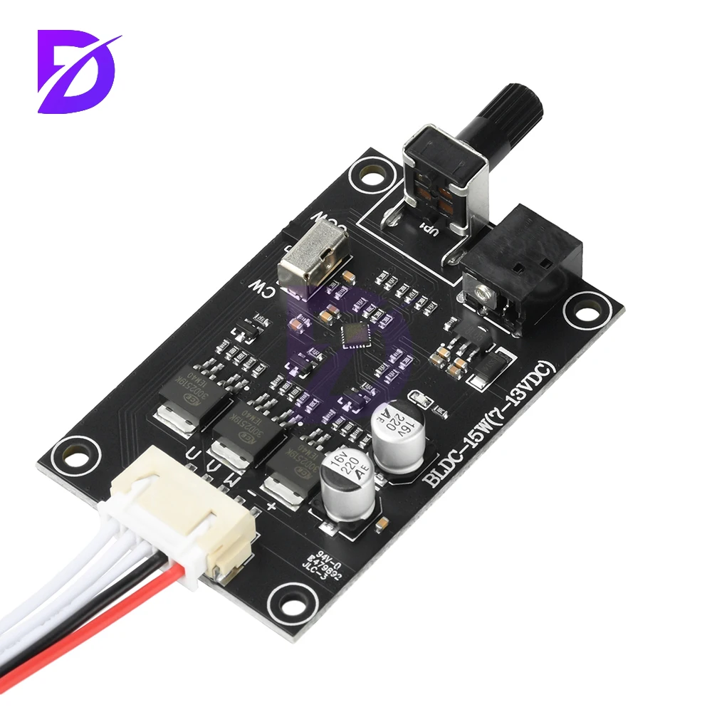 3 Phase BLDC Motor Speed Controller with Adjustable Switch, 7-13V DC Input, Compact Design for Hard Drive & Industrial Use