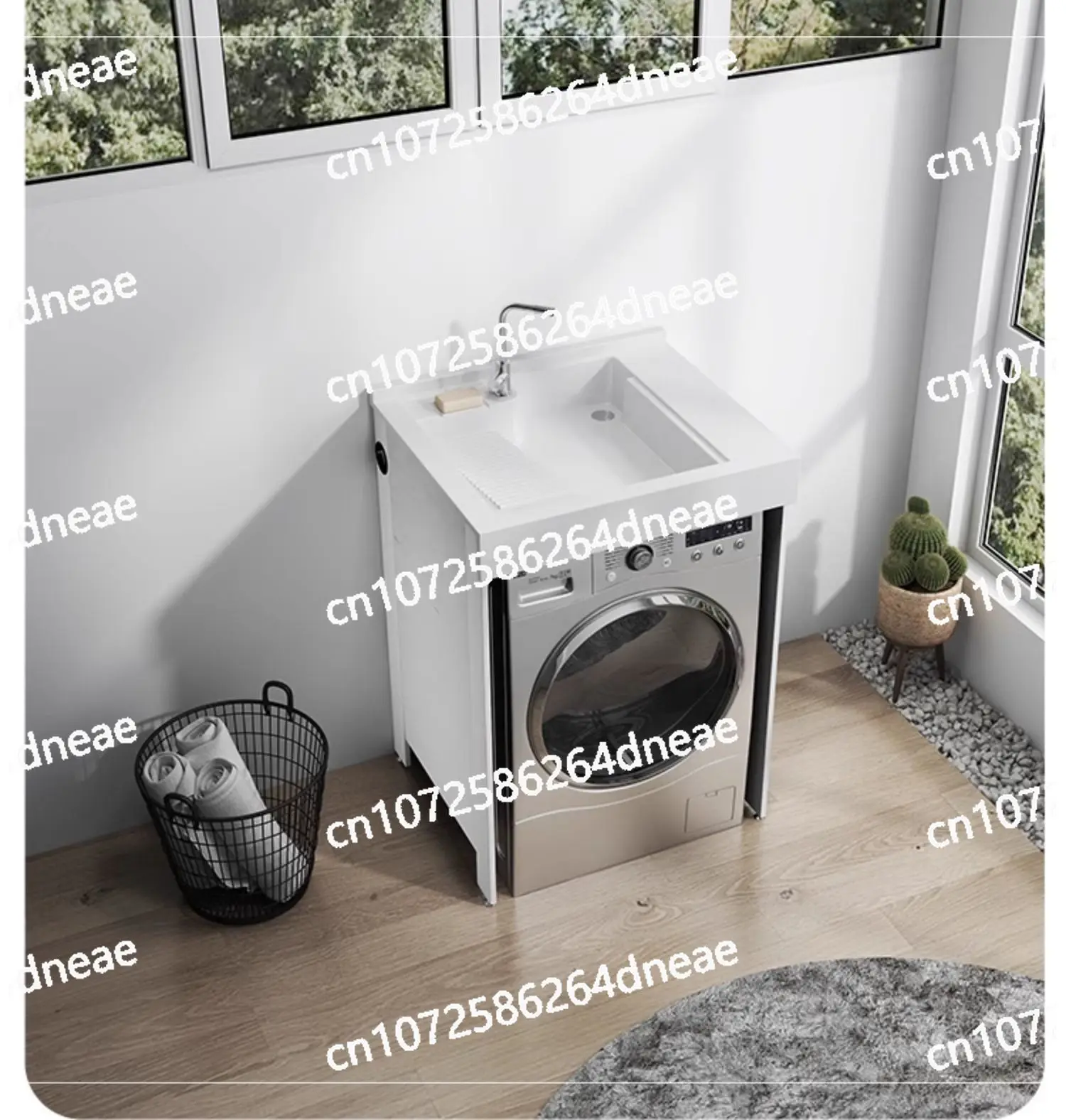 

Aluminum laundry cabinet space, integrated washbasin, laundry sink sink sink, with washboard