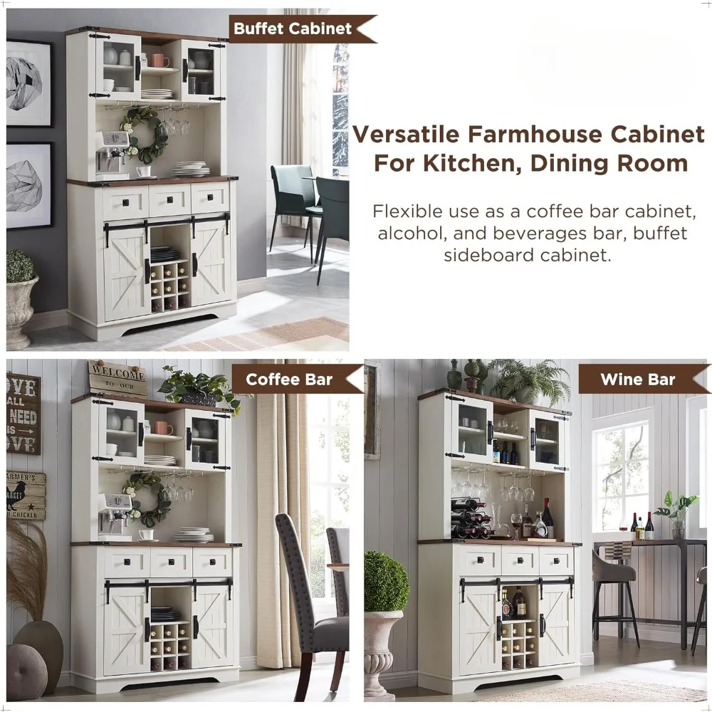 Gabinetes para vinos, escaparate, cocina, almacenamiento, gabinete, vitrina, gabinetes, cajones, 12 estantes de almacenamiento, gabinetes para cafetería