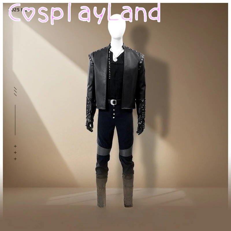 

Black Leather Geralt Cosplay Costume Coat Shirt Pants Full Set Witcher Cosplay Halloween Costumes Men Battle Suit Custom Made