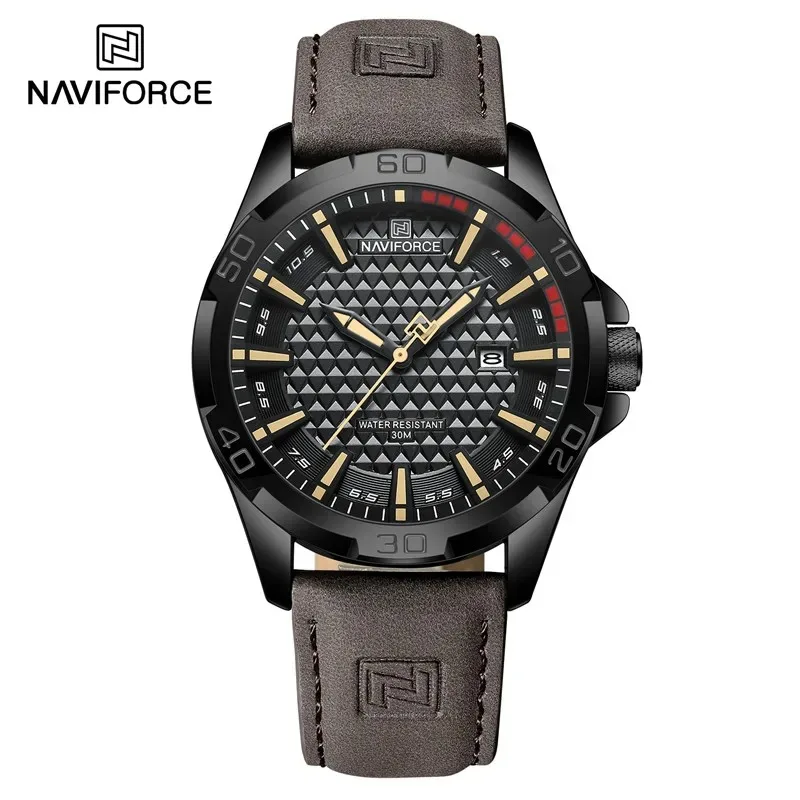 NAVIFORCE 8023 Original Marke Lederband Männer Mode Militär Quarz Uhren Männlichen Sport Wasserdichte Armbanduhren 2025