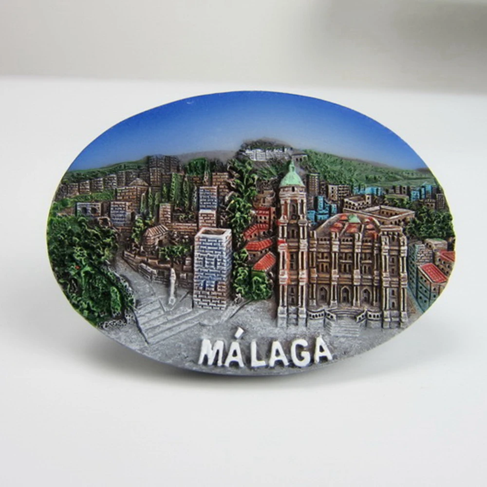 Spain Malaga Tourist Souvenir Fridge Magnets Handmade Resin Refrigerator Magnetic Message Stickers Home Decor Decoration Gifts