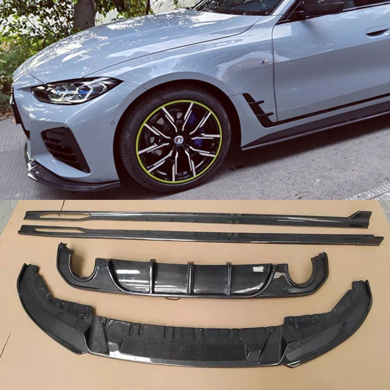 

For BMW G26 4 Series 4Door 2022 2023 2024 Real Carbon Fiber Front Bumper Lip Rear Trunk Diffuser Spoiler Side Skirt Body Kit