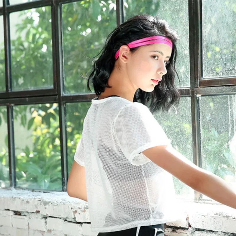 Mesh Yoga Shirt Frauen Sport Top Kurzarm T-Shirt Bluse Cover Up Fitness Tank Sportwear Quick Dry Lauf Gym Kleidung