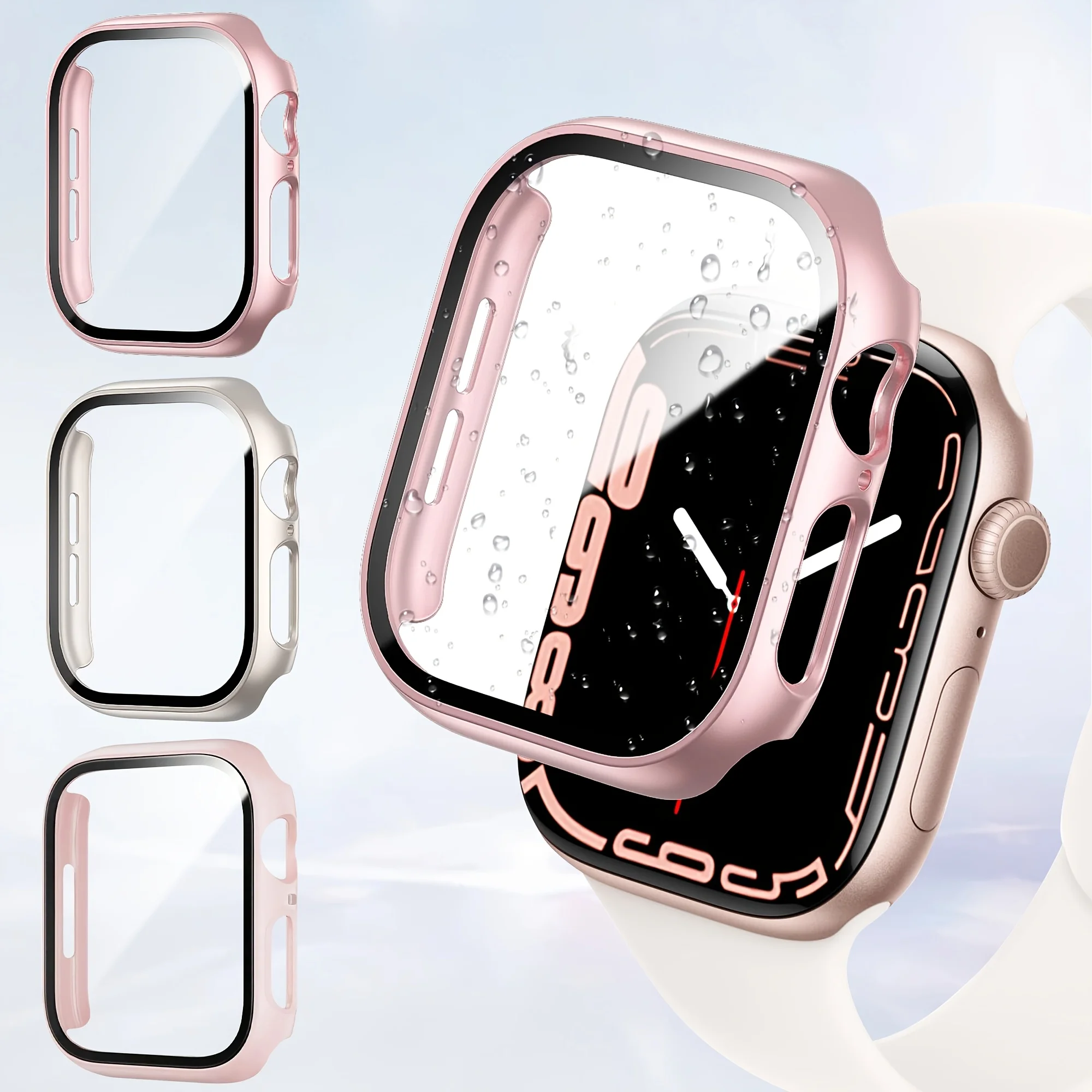 3-teiliges Uhrengehäuse + Glas für Apple Watch 40/41/42/44/45/46 mm. Kratzfeste, vollständig abdeckende Schutzhülle für Serie 11, 10, 987654