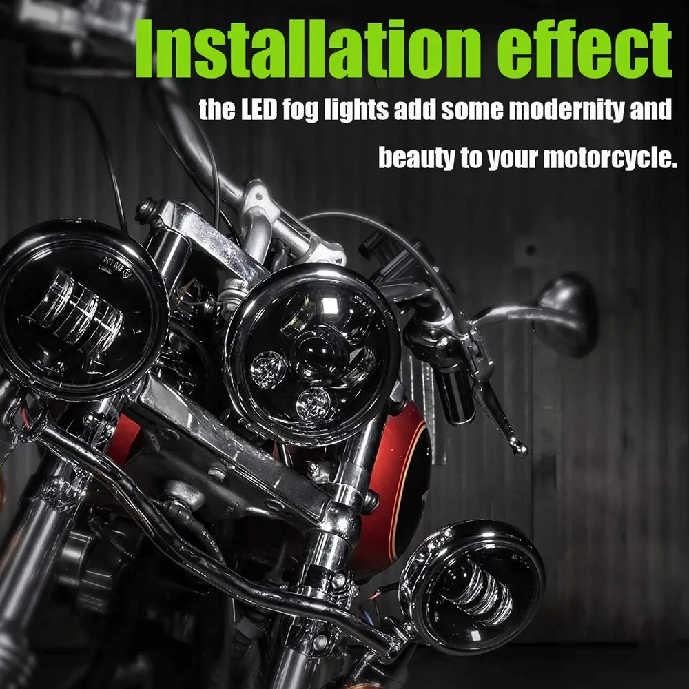 1 Pair 4.5“ 4 1/2 inch Motorcycle LED Fog Passing Auxiliary Light For Yamaha Classic FLHR Road King Dyna 4.5Inch LED Fog Light