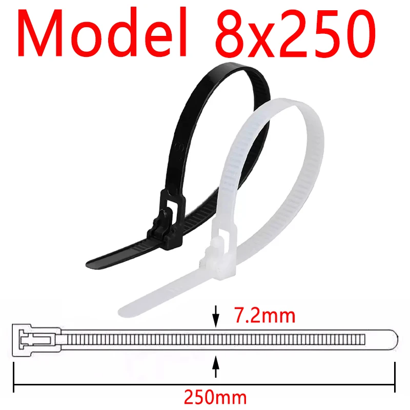 30PCS herausnehmbares Nylonbindungsband weiß 5mm 8mm wiederverwendbarer Kunststoff selbsthemmender Bindungsband einziehbares Reißverschluss Bindungsband festes Bindungsband schwarz 5,200 8,300 8,400