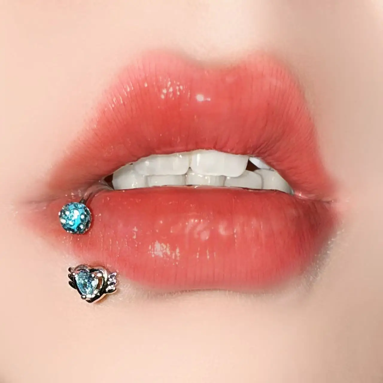 Love Lip Ring Piercing Flash Mud Ball Stainless Steel Earbone Ring Lip Labret Piercing Decoration Puncture Jewelry Wholesale
