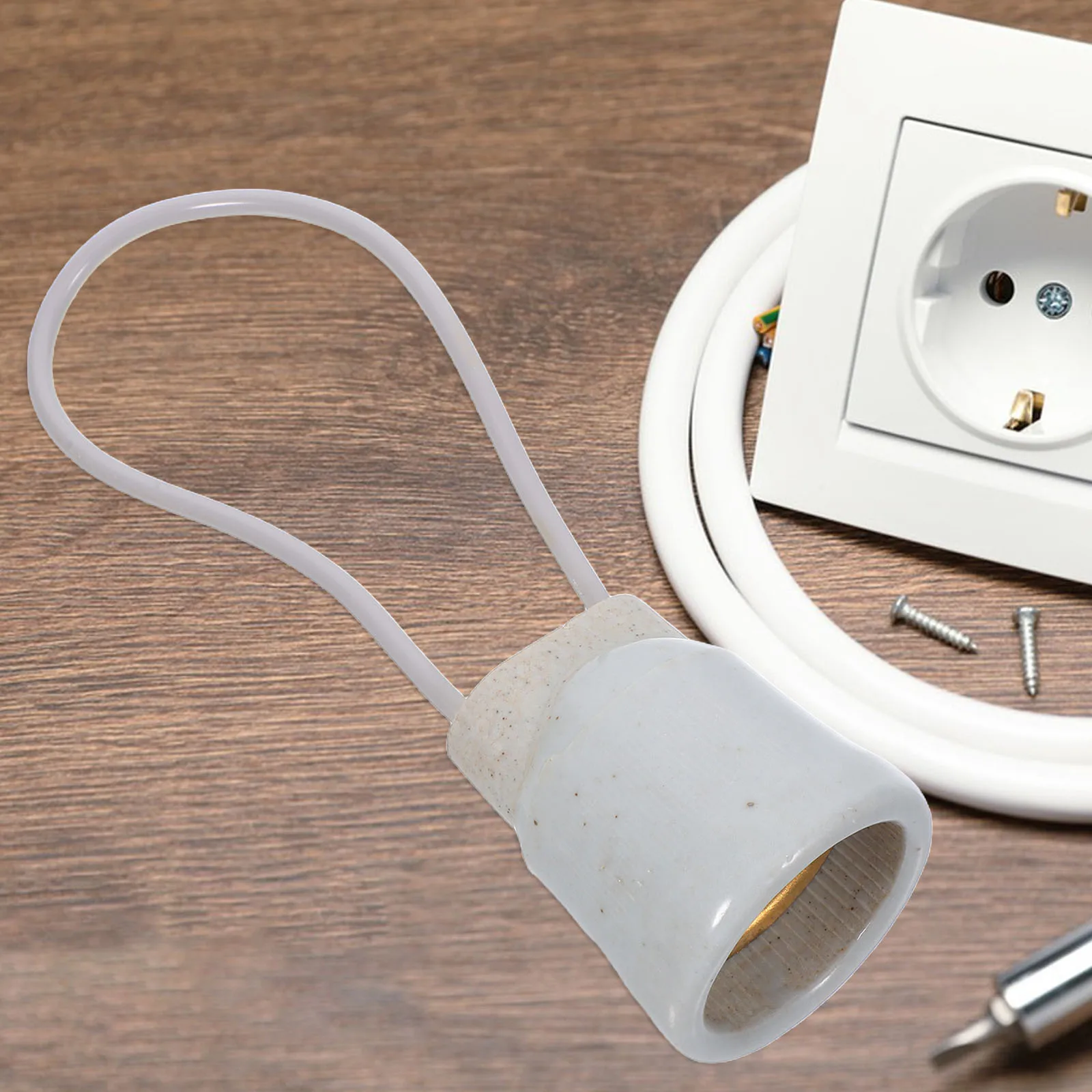 

Waterproof Ceramic Light Holder Base Screw Socket E27 Rainproof Hanging Bulb Holder for Home Porcelain Light Socket