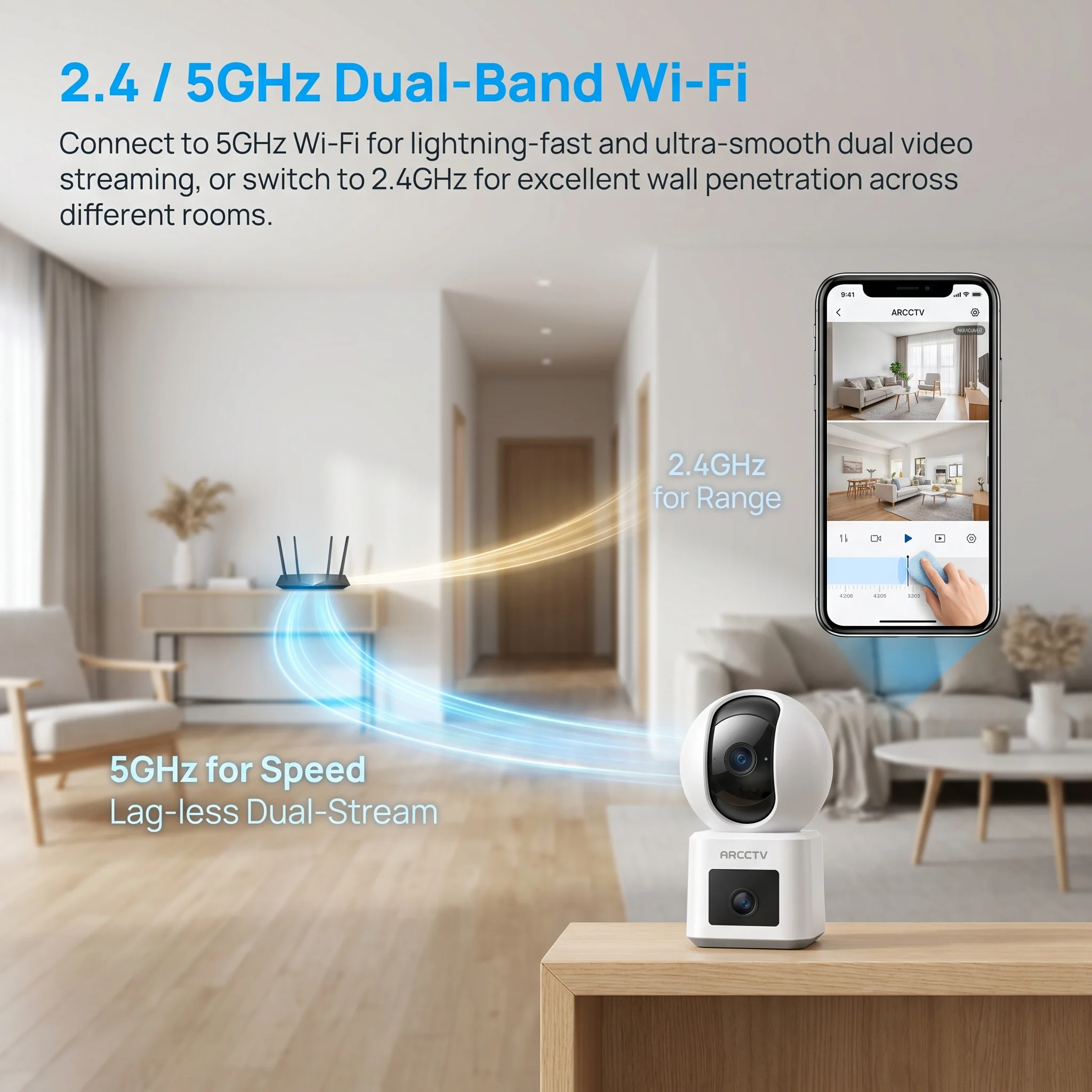 ARCCTV 4MP Dual-Objektiv WLAN-Überwachungskamera HD Zwei-Wege-Kommunikation IR-Nachtsicht Sicherheits-Drahtloskamera 360° ° Automatische Verfolgung anzeigen – Detail 5