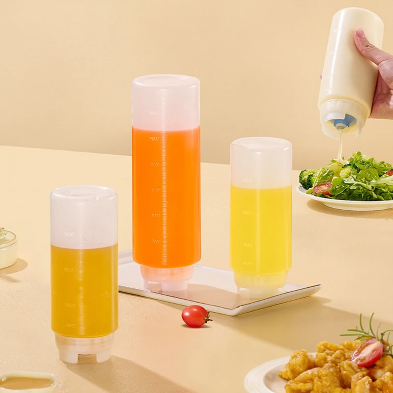 Refillable Inverted Squeeze Bottles, Large Valve Tip Condiment Dispenser, Leak-proof Plastic Sauce Bottle, Portable Seasoning Co