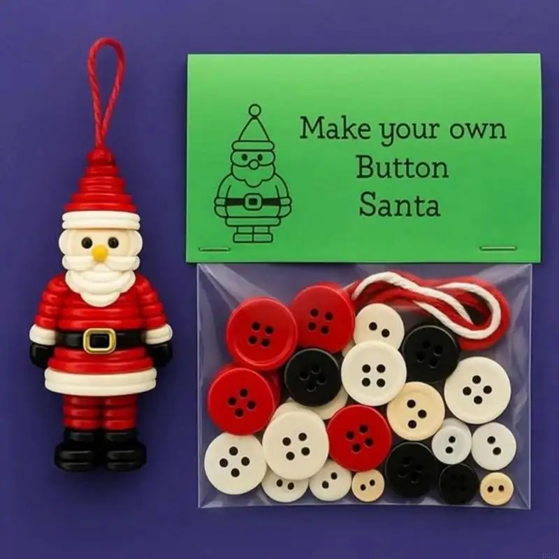 Holiday Button Decors Making Set Complete Christmas Craft Activity For All Ages
