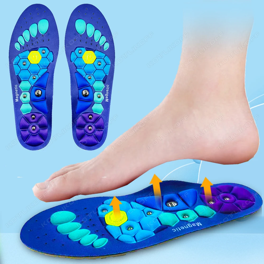 1 Pair Acupressure Foot Insoles for Men Women Orthopedic Gel Magnetic Shoe Inserts Magnet Technology Support Insole