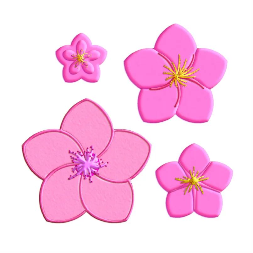 Four Specifications Cartoon Plant Flowers Peach Blossom,Plastic Mold,Cake Fondant Tools,Cookie Sushi and Fruits Cutters