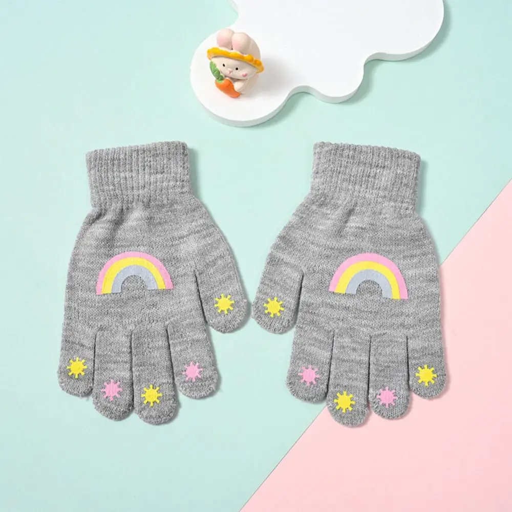 

Fashion Thicken Children Knitted Gloves Warm Animal Print Pattern Full Finger Guantes Windproof Warm Mittens Kids