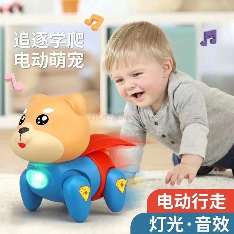 Children's electric pig with rope toy can run and walk, and it emits light with a fiber rope to walk the pig