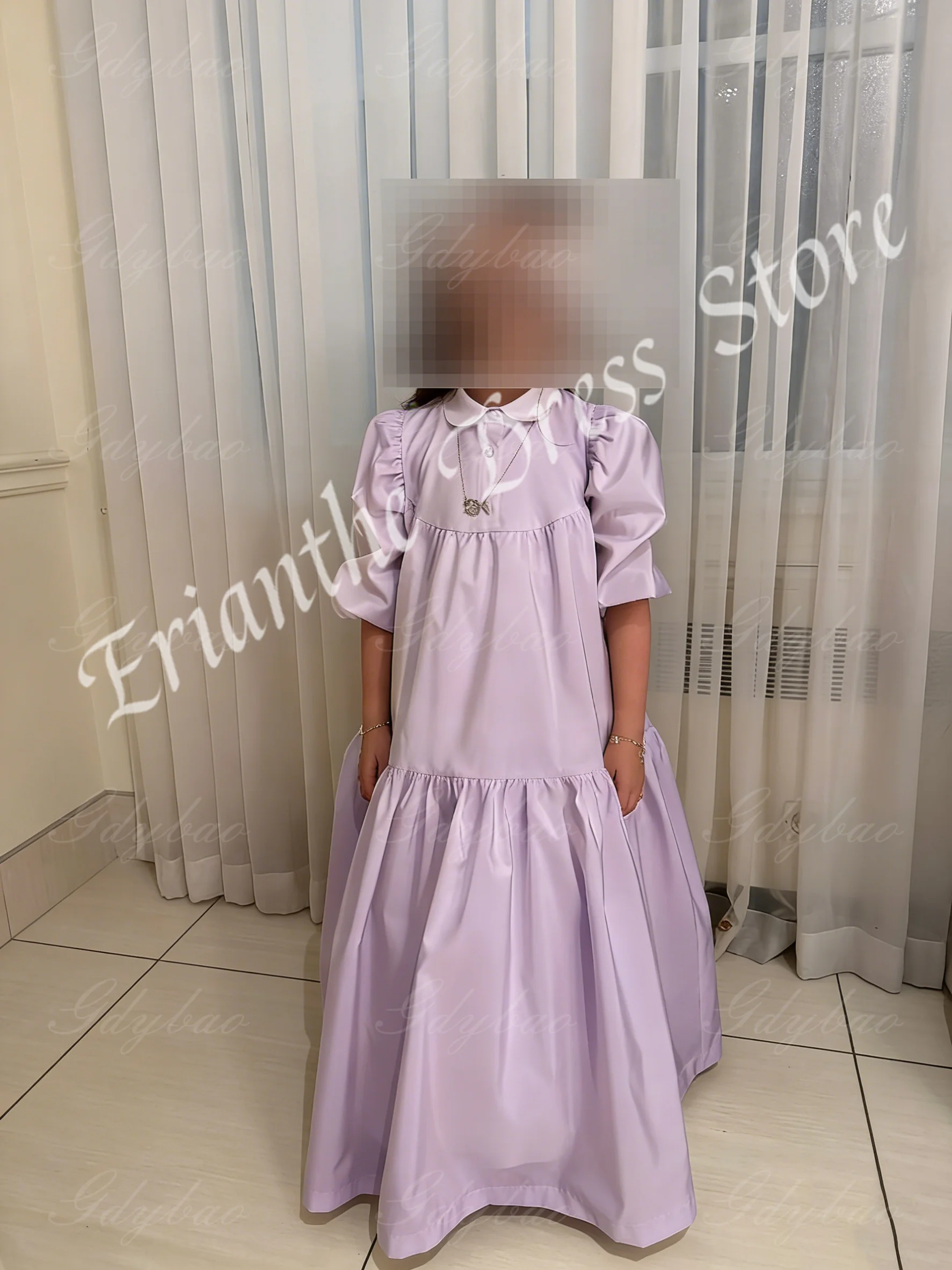 Robe à fleurs bouffante bleu Royal pour filles, pour mariage, demi-manches, taille haute, robe de bal pour fête d'anniversaire de première Communion, personnalisée