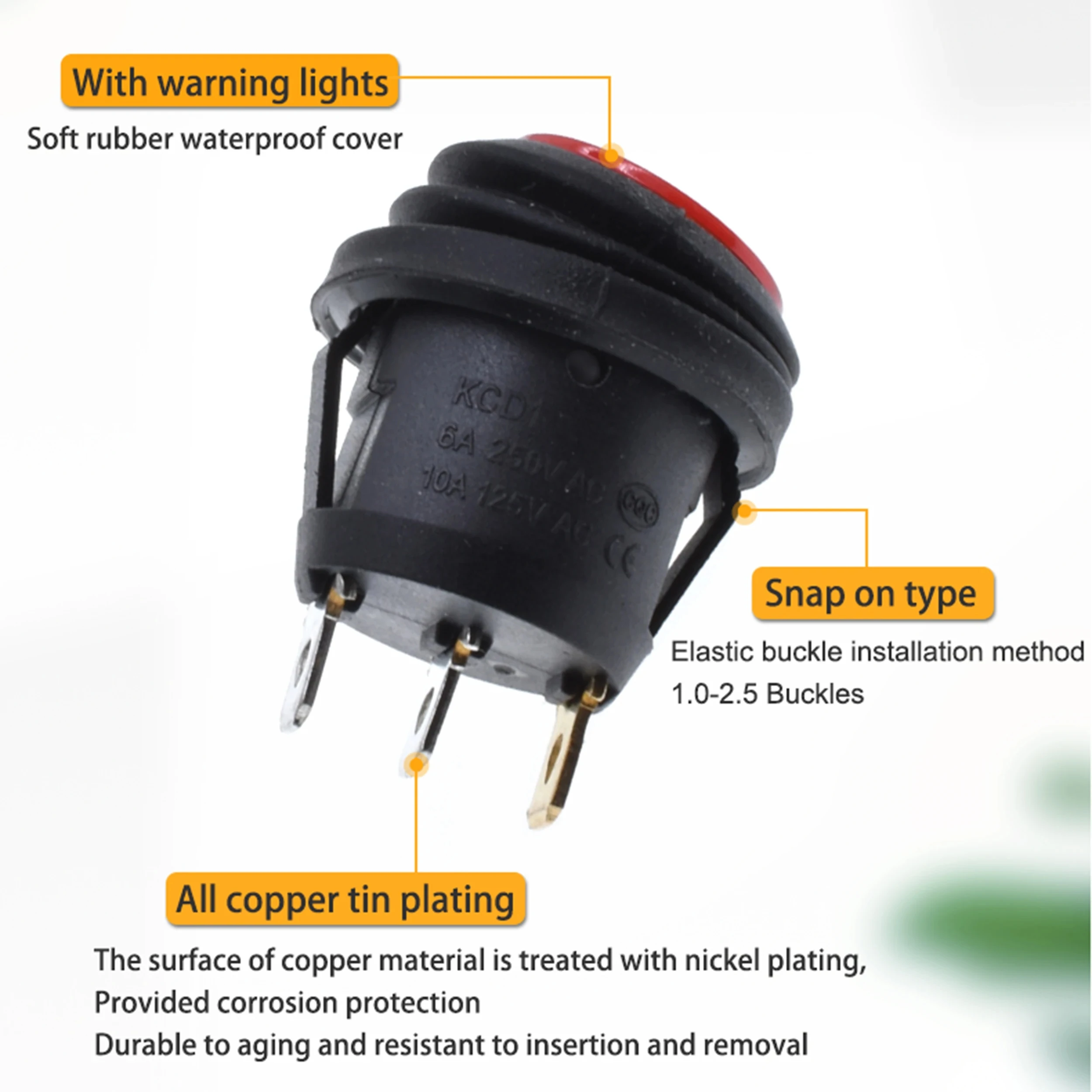 5PCS ON/OFF Rotondo Impermeabile Barca LED Interruttore A Bilanciere Luce 12V 220V Interruttore di Pulsante di Alimentazione On Off On Toggle Barca