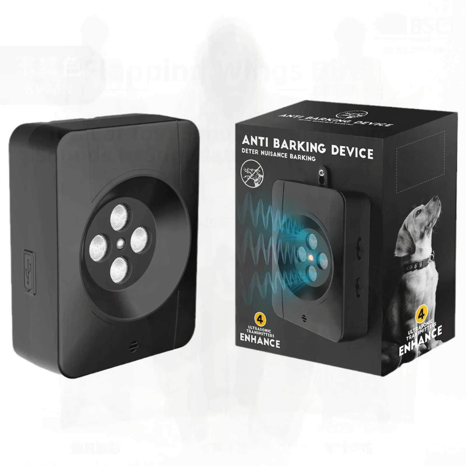 

2024 Ультразвуковой ограничитель лая для собак, автоматическое уличное устройство для дрессировки собак с 4 головками, антикоррокинг, товары для домашних животных, пластик K3