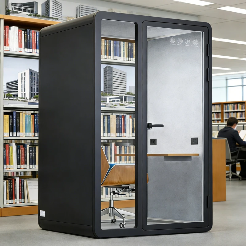 Shared Office Soundproof Booth With Modern Steel Frame For Phone Calls Live Streaming & Recording