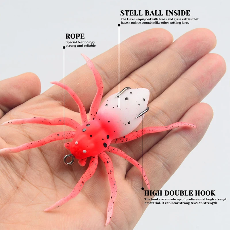 Floating Fishing Lures Artificial Spider Soft Bait Mini Bionic Topwater Fishing Lure with Barbed Hook for Bass Pike Trout Tackle