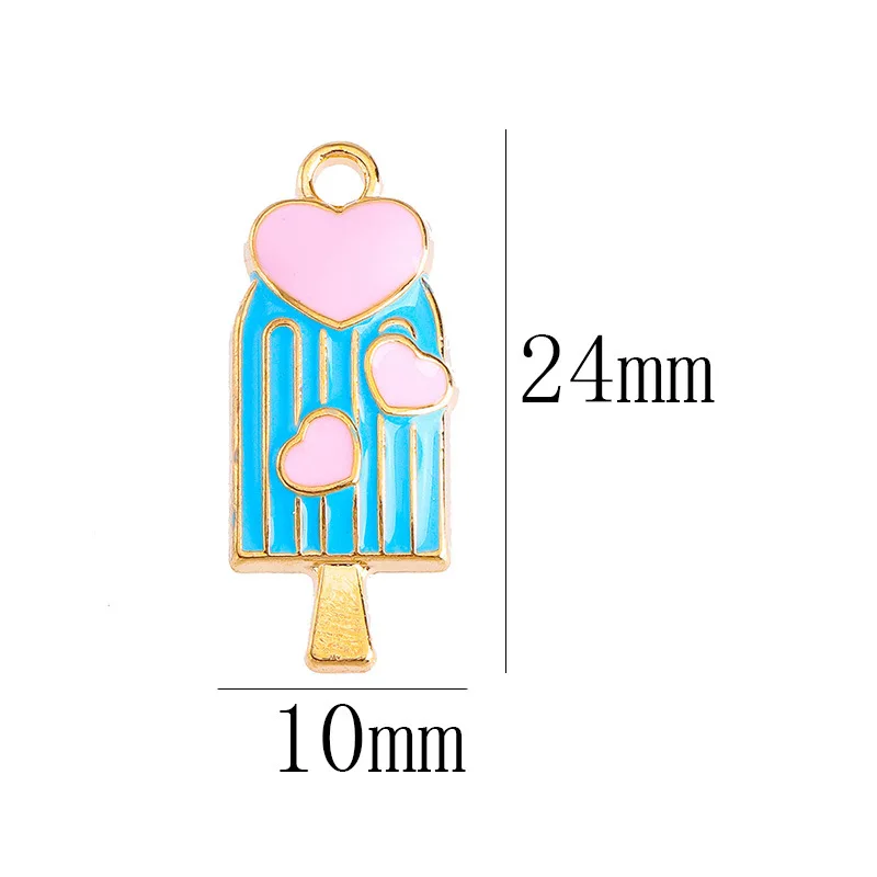 20 pcs/lot Fashion Ice-cream Stick Alloy Enamel Pendant Accessories Charms for Women, Earrings/Necklace Handmade DIY Jewelry