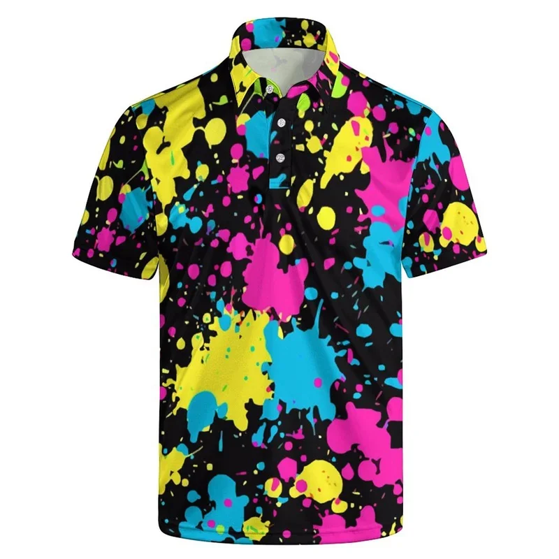 

Hawaiian Plants Pattern Polo Shirt Men 3D Print Dinosaur Shark Short Sleeves T-shirt Summer New Lapel T Loose and Comfortablec