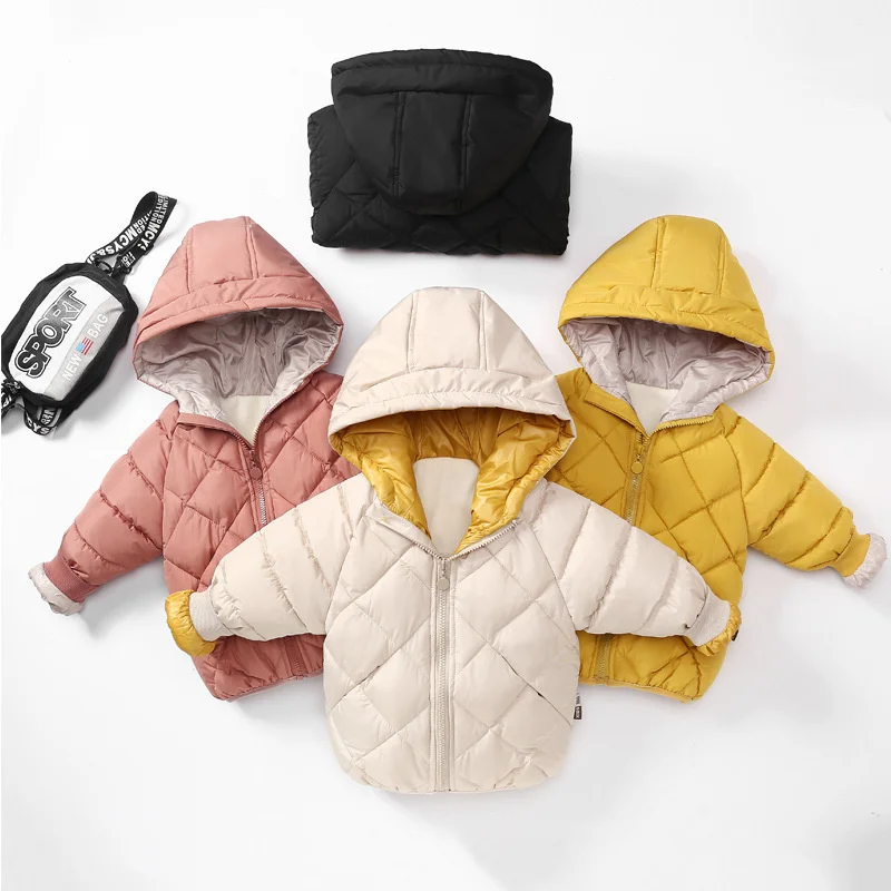 Spring New Children Down Jackets Autumn Boys Girls Fashion Thick Warm Outerwear Baby Hooded Clothes Kids Cotton Coats 3-8 Year