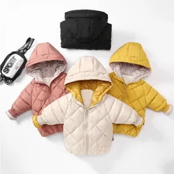 Winter Children Thick Down Jackets Autumn Boys Girls Fashion Padded Warm Outerwear Baby Hooded Clothes Kids Cotton Coats 3-8Y