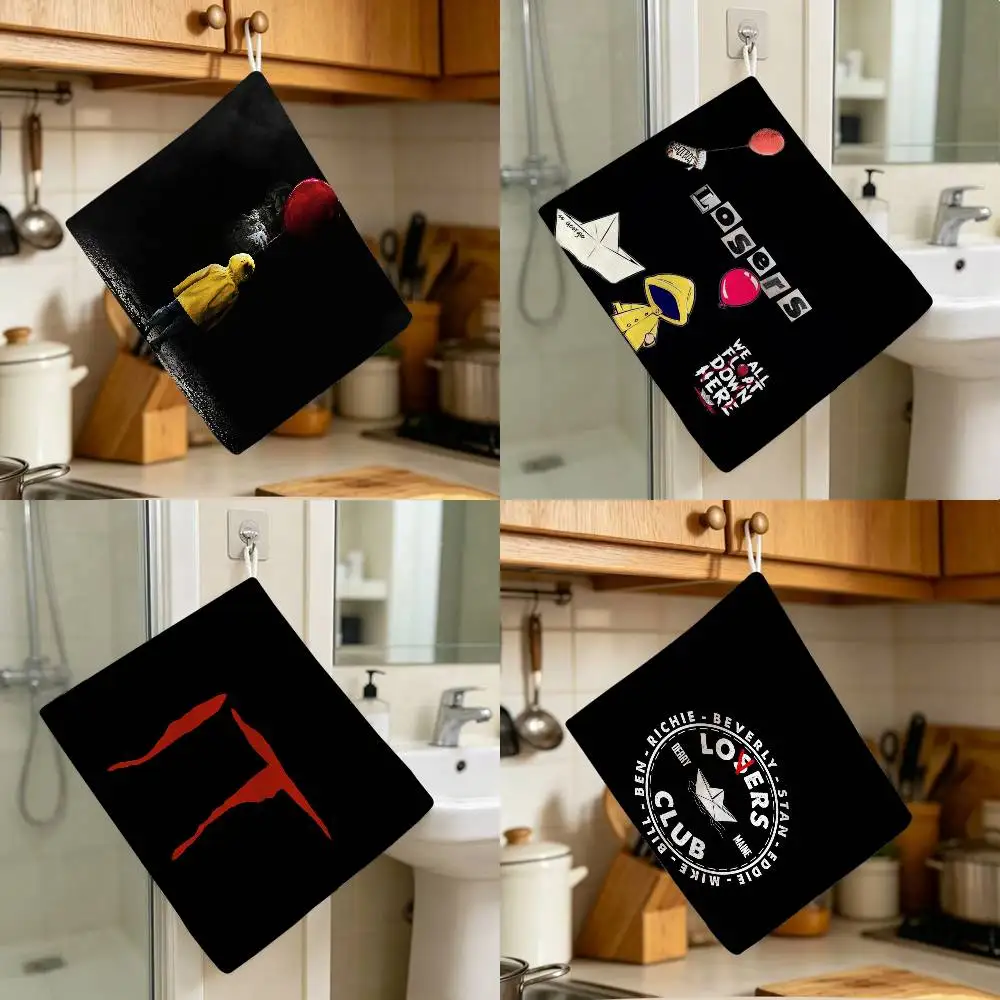 ItIt Movie Georgie Halloween Prints Household Hanging Towel Polyester Cotton Hand Wiping Towel Sturdy For Bathroom Bedroom