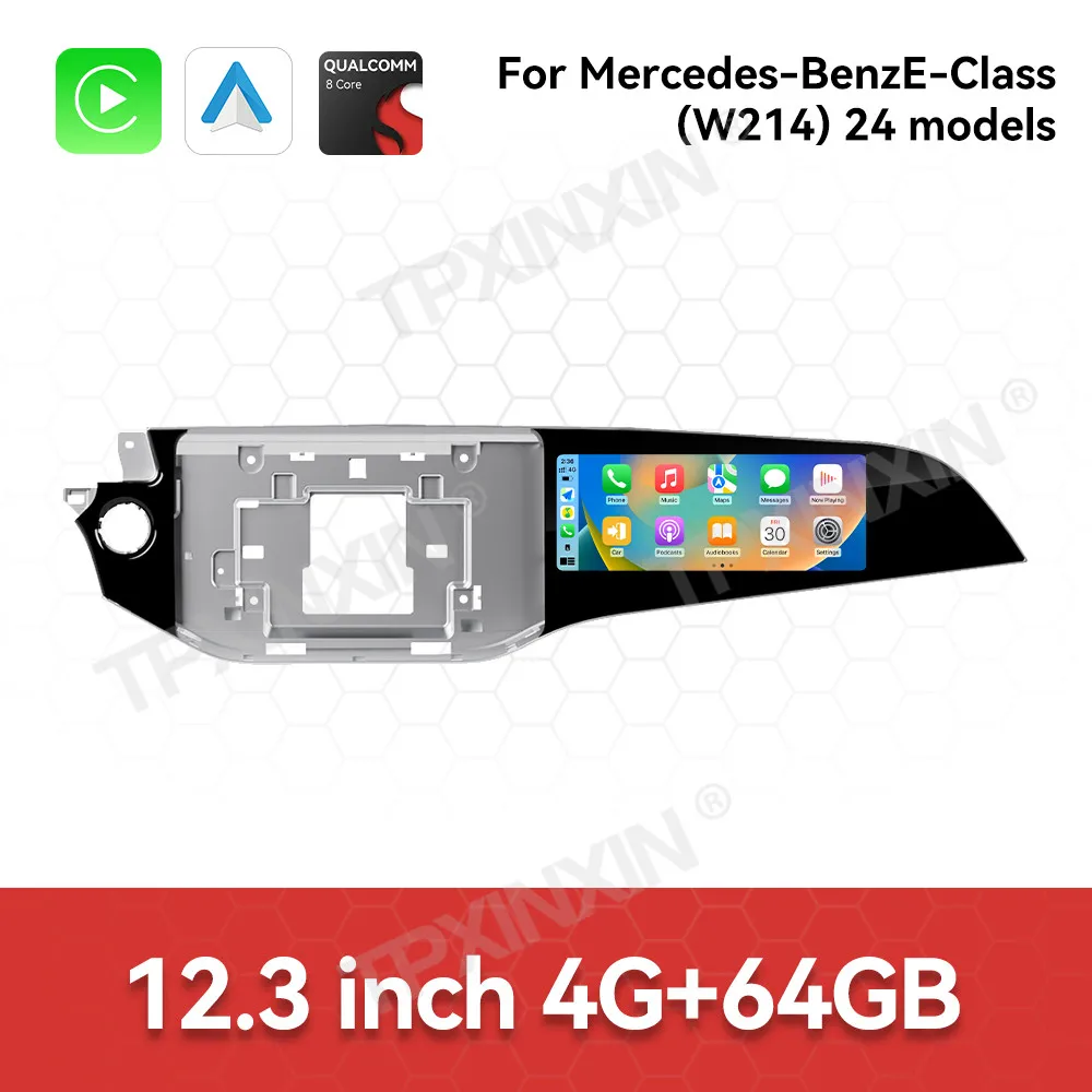 

For Mercedes Benz E Class W214 Passenger Entertainment Screen Car Radio 12.3 Inch Android 13 CarPlay Media Player GPS Head Unit