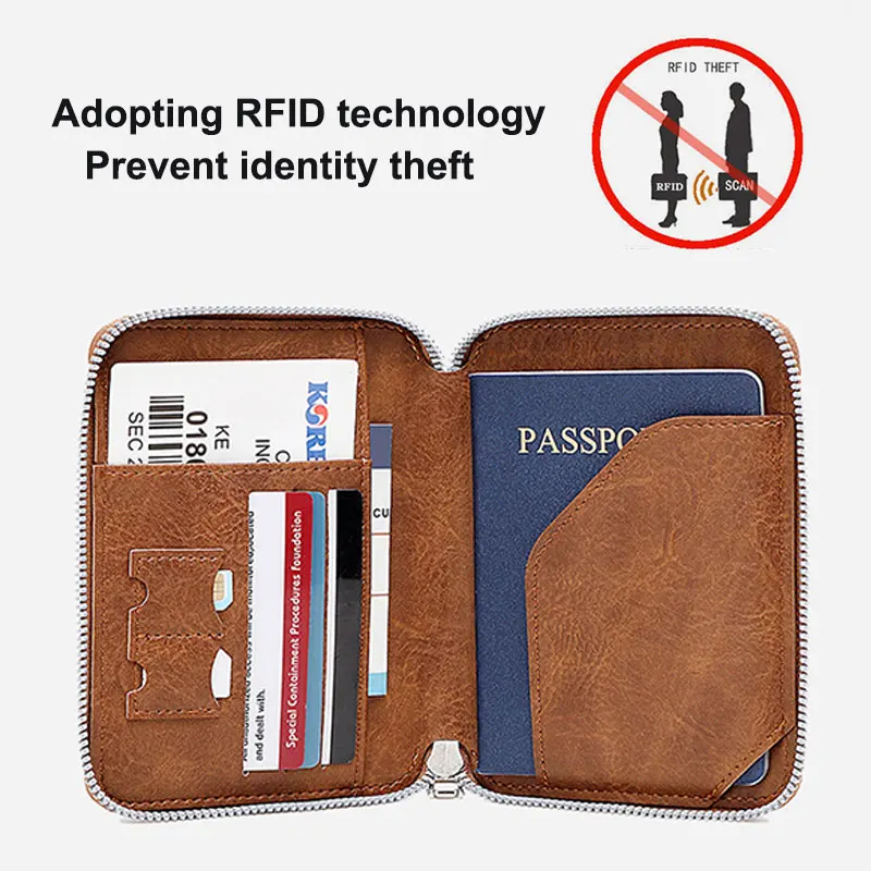 Nuovo portafoglio per passaporto da viaggio Porta carte per uomo e donna Porta carte multifunzionale per biglietti aerei Porta carte SIM Portafogli con blocco RFID