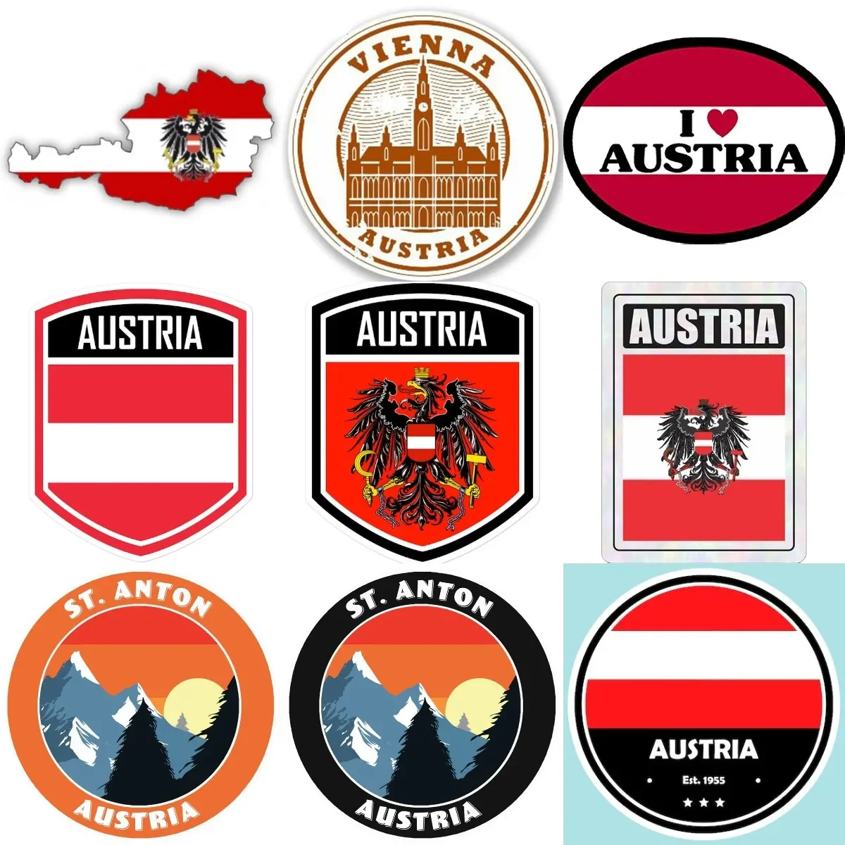

Austria Flag Map National Emblem Sticker for Covered Scratch Decorate Off-road Motorcycle Car Truck Van Wall Decal Accessories