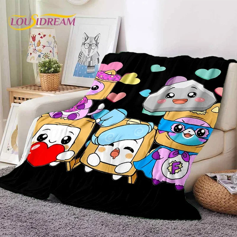 3D Lankybox Cute Happy Boxy Foxy Rocky Soft Flannel Blanket for Beds Bedroom Sofa Picnic,Throw Blanket for Outdoor Leisure Gift