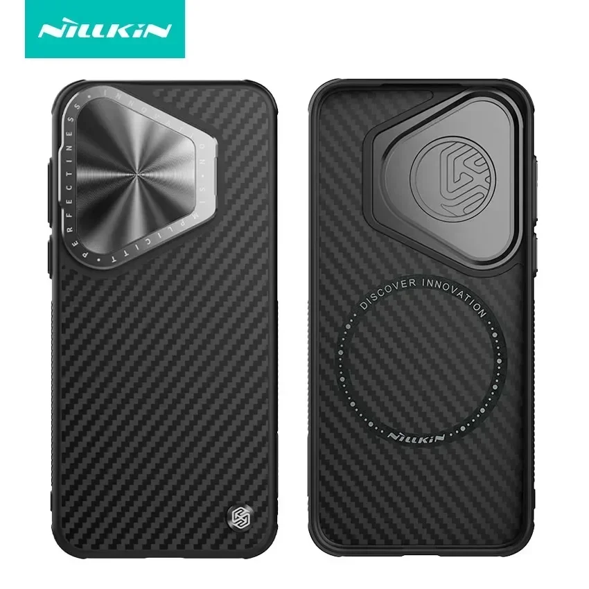 

Magnetic Case for Huawei Pura 70 Pro Case Nillkin Real Kevlar Aramid Fiber with Camera Cover Stand Holder for Pura 70 Pro Plus