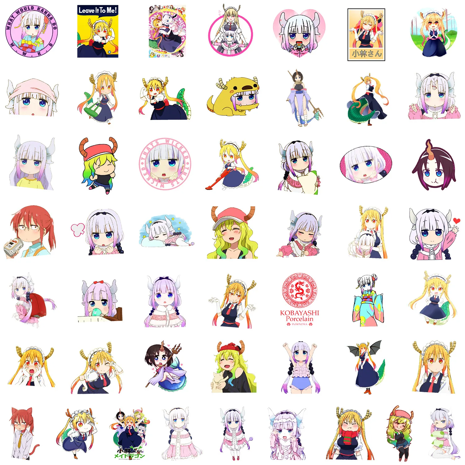 50pcs Kobayashi\'s dragon maid Cartoon Graffiti Stickers Suitcase Laptop Waterproof Sticker Decoration