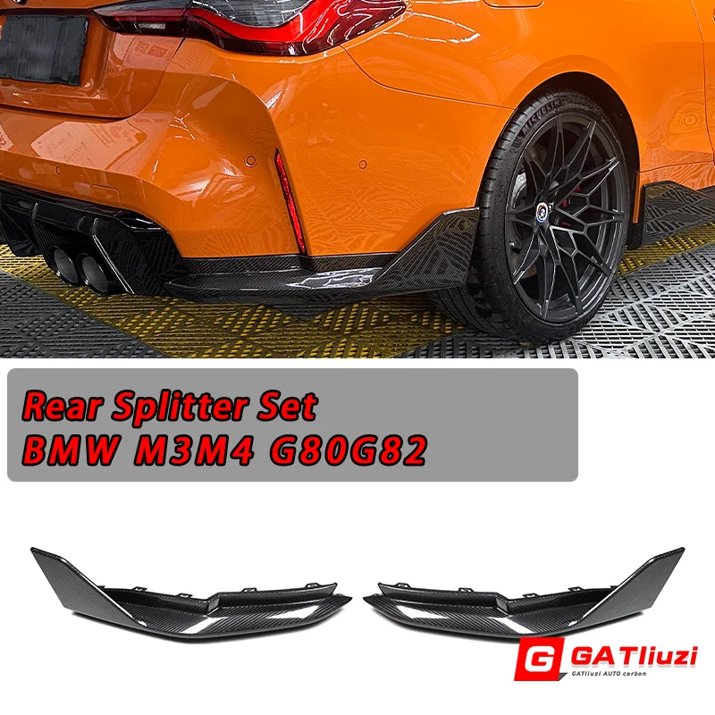 For BMW G80 M3 G82 G83 M4  Dry Carbon Fiber Rear Bumper Diffuser Lip Splitters Lower Corner Spoiler Rear Splitter Set