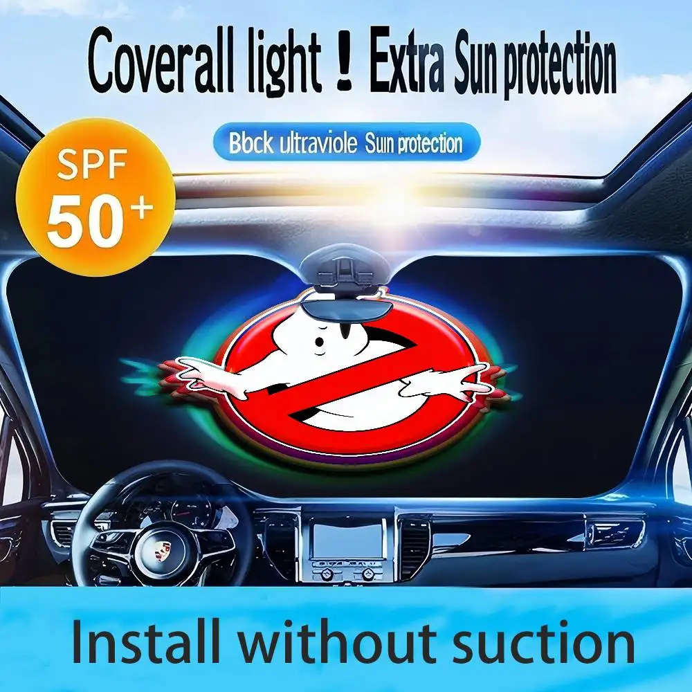 G-Ghostbusters สีดํารถ Sun Shade ฝาครอบกระจกด้านหน้า Auto Protector Visor ผู้ชายผู้หญิง SUV รถบรรทุก