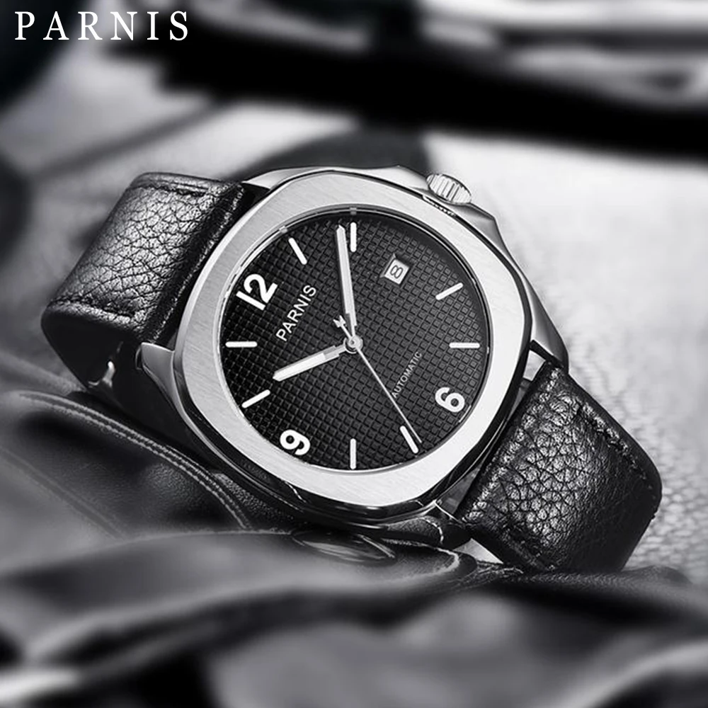 Parnis 39mm Miyota Automatic Movement Men\'s Watch Sapphire Stainless Steel Case