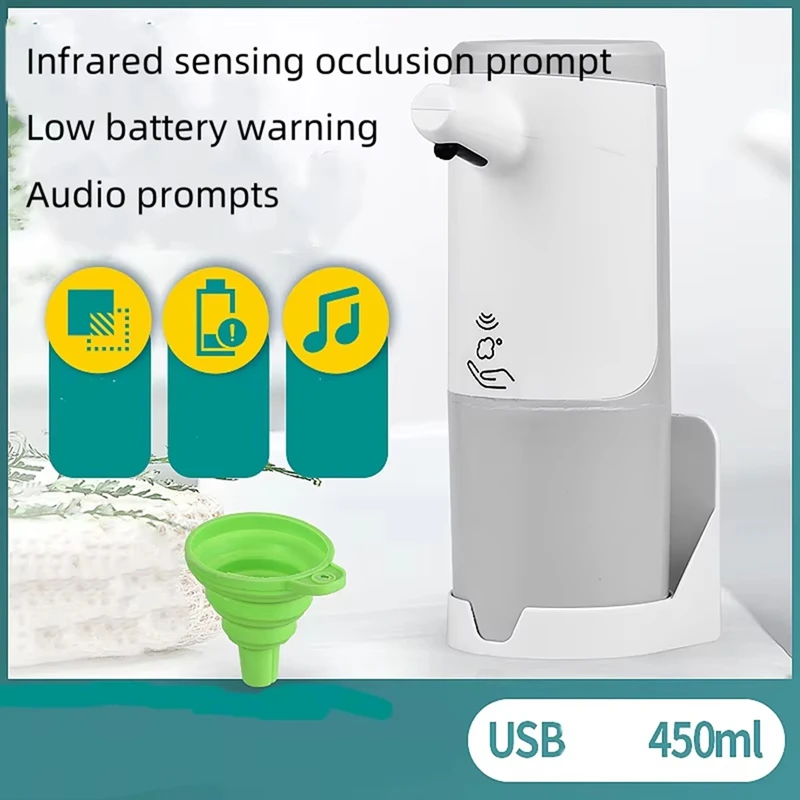 2025 Nuevo dispensador automático de jabón espumoso, sin contacto con sensor infrarrojo, resistente al agua, ideal para baño y cocina
