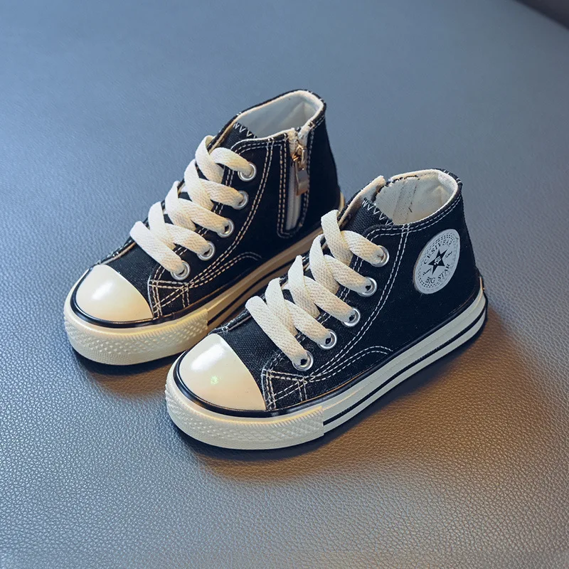 

Children's High-Top Canvas Shoes Summer New Soft Bottom Non-slip Board Shoes Boys and Girls Lace-Up Fashion Casual Shoes