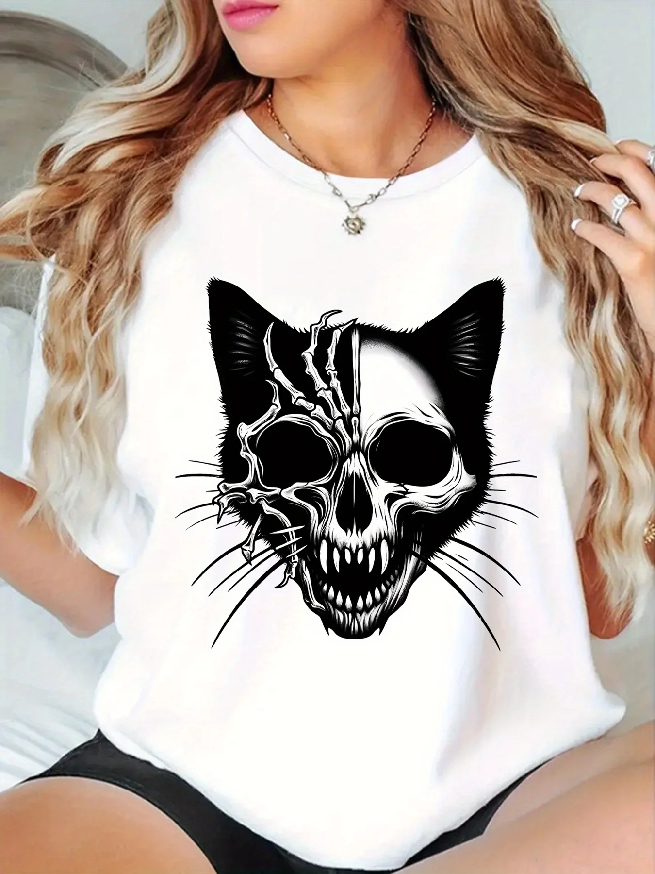 

2025 Новая рубашка унисекс с буквенным узором и принтом в уличной моде, с короткими рукавами из чистого хлопка, с круглым вырезом и короткими рукавами