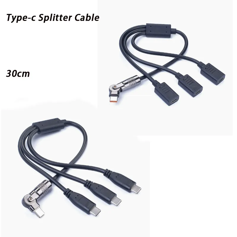 Type-c Male rotate  to Female 1male to 3female 3Male 15W 3A  For mobile phone tablet 0.3M Charging cable