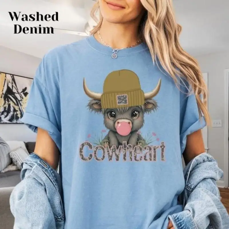 

Highland Cow Camo T shirt Mama Western Mom Farm Animal Wearing Hat Country Girl