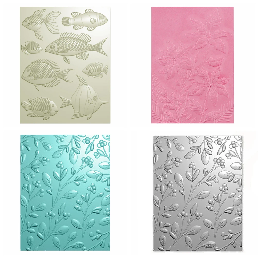 Pepperberry Bundles,Perfect Poinsettia 3D Embossing Folder and coordinating Dies Ocean Fish Template For Crafting Project Making