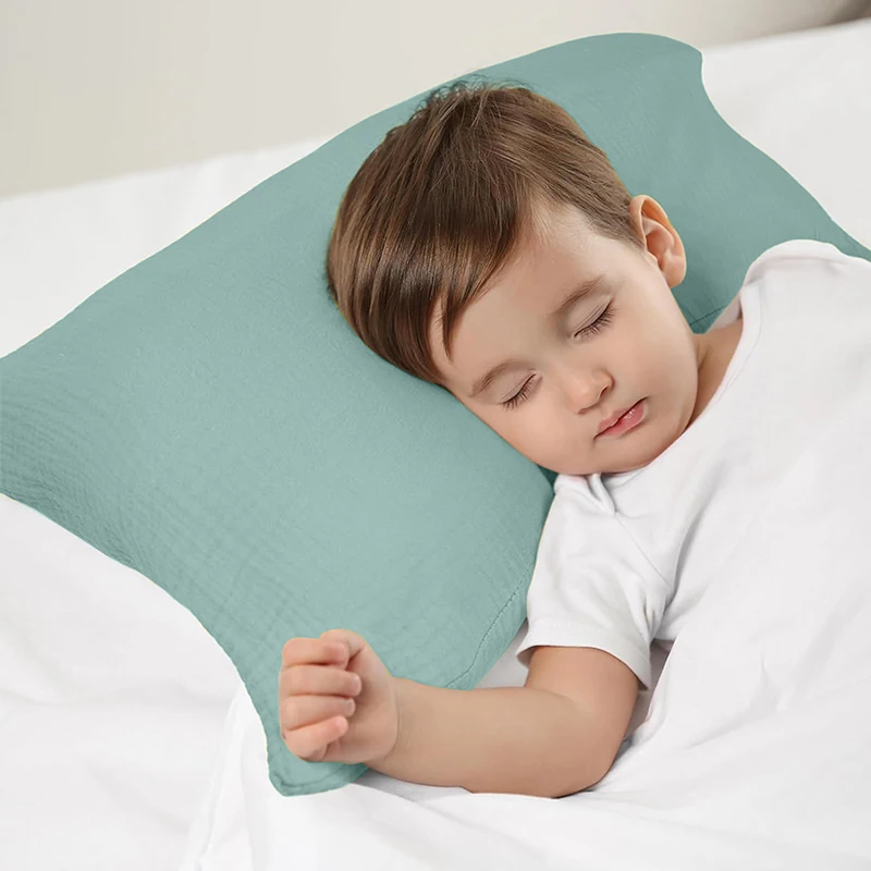 2PCS Muslin Toddler Pillowcase 100% Cotton Toddler Pillow Case Cover Soft Breathable Travel Baby Pillow Sheets Envelope Closure