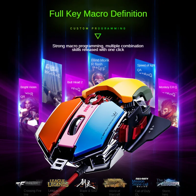 Imagem -06 - Macro-wired Gaming Mouse Usb Rgb Silencioso 12800 Dpi com Botões para pc Laptop Desktop Gamer Pg6