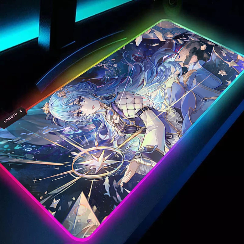 Mouse pad gamer teclado led desktop mouse tapete de borracha tapis souris jogos rgb notbook pc hololive hoshimachi suisei mousepad